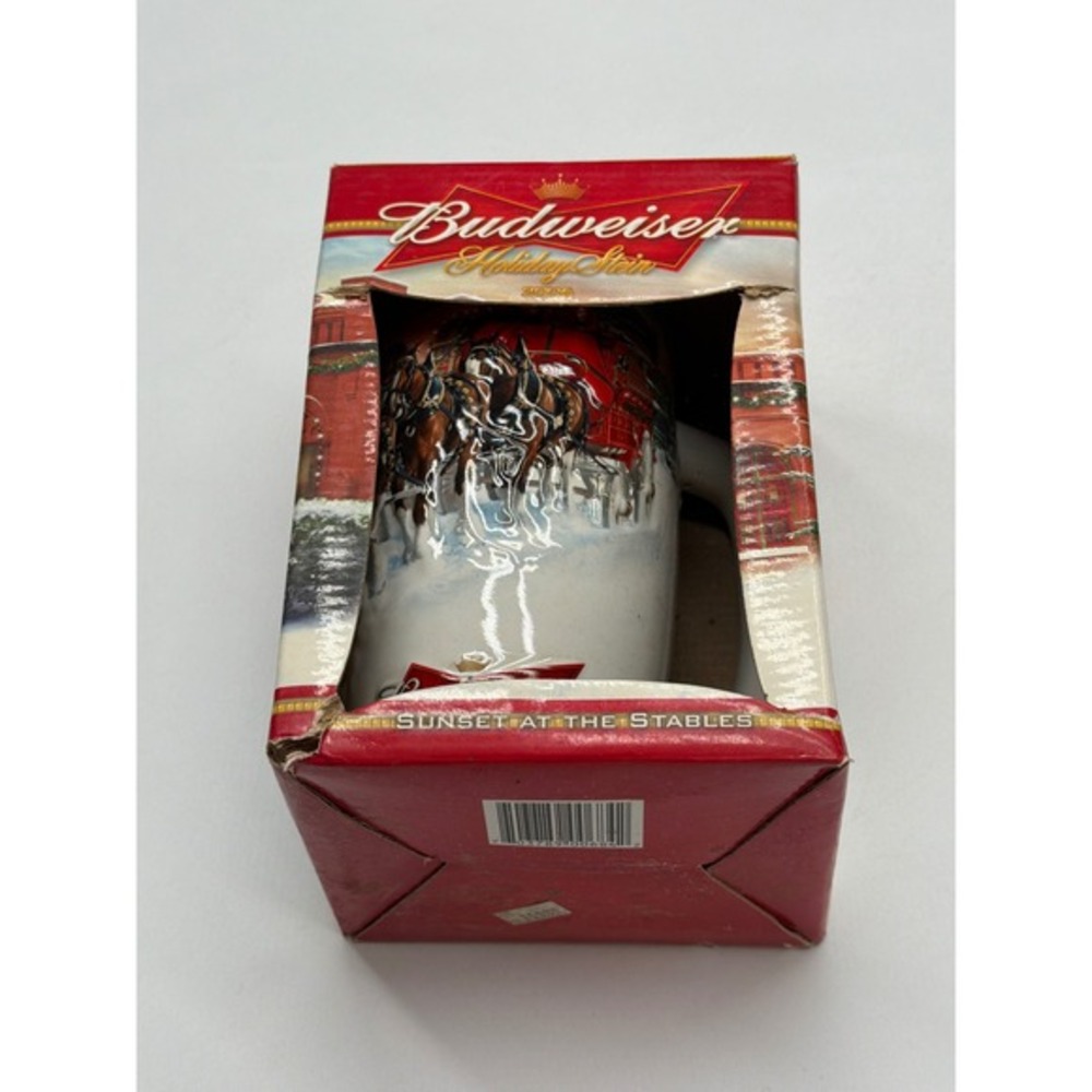 Budweiser Holiday Stein 2006 Sunset at the‎ Stables Clydesdale Horse Mug Boxed